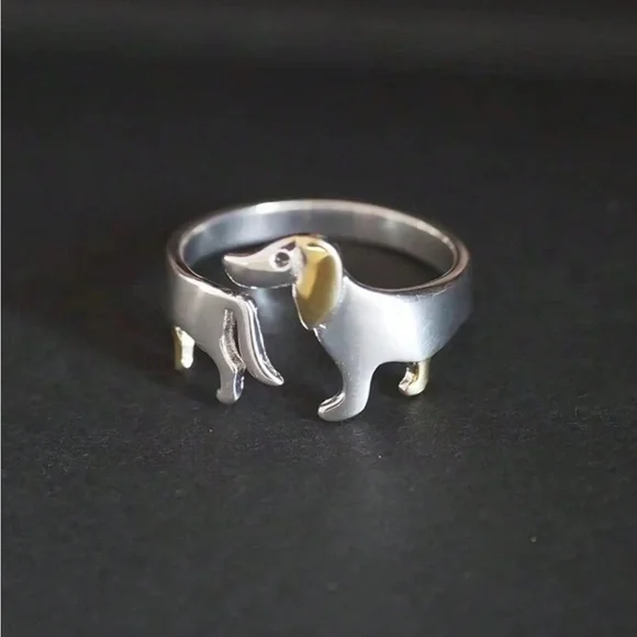 🐶BRAND NEW Dachshund Adjustable Split Design Personalized Opening Ring - Picture 2 of 9